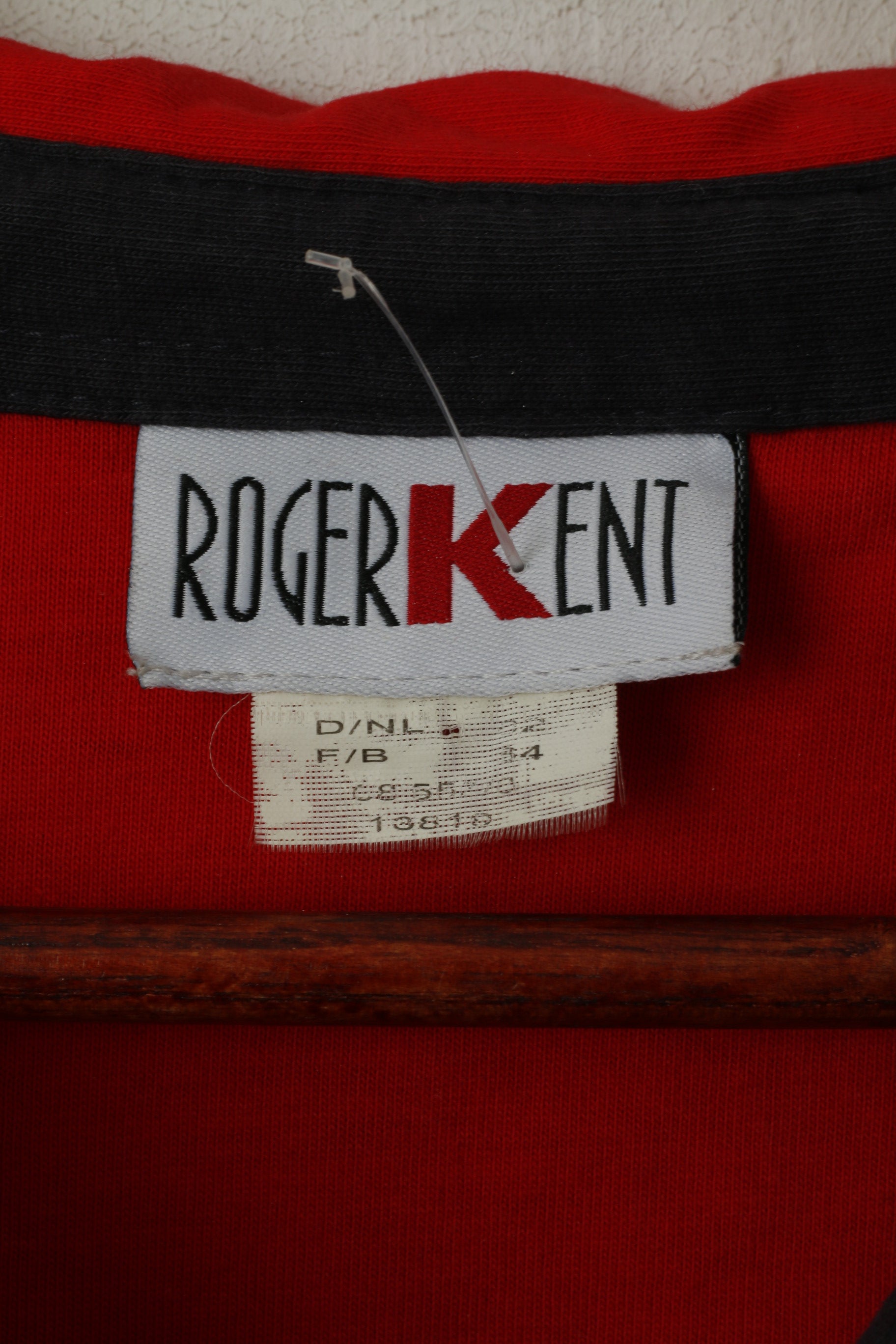 Roger Kent Men 62 XXL Polo Shirt Navy Cotton Vintage Pocket Long Sleeve Top