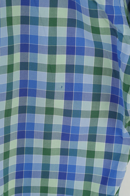 GANT Camicia casual da uomo M Top a maniche corte in popeline sportivo a quadri blu EZ Fir