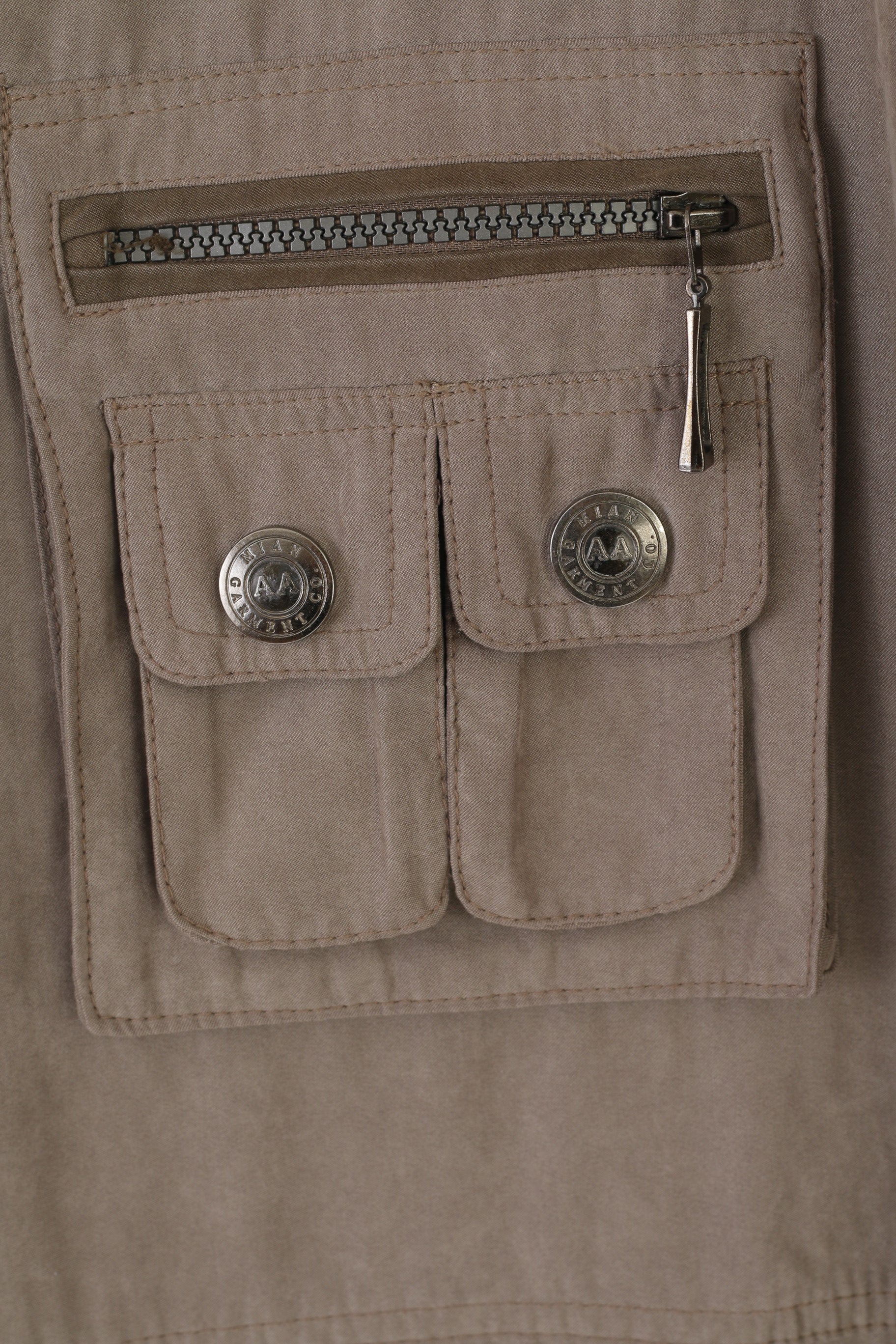 Mian Men XXL Waistcoat Khaki Hunting Fishing Outdoor Zip Up Multi Pockets Vest