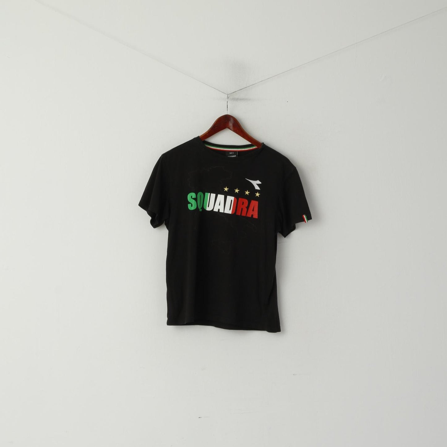 Diadora Women S Shirt Black Cotton Squadra Italy Stretch Sport Top