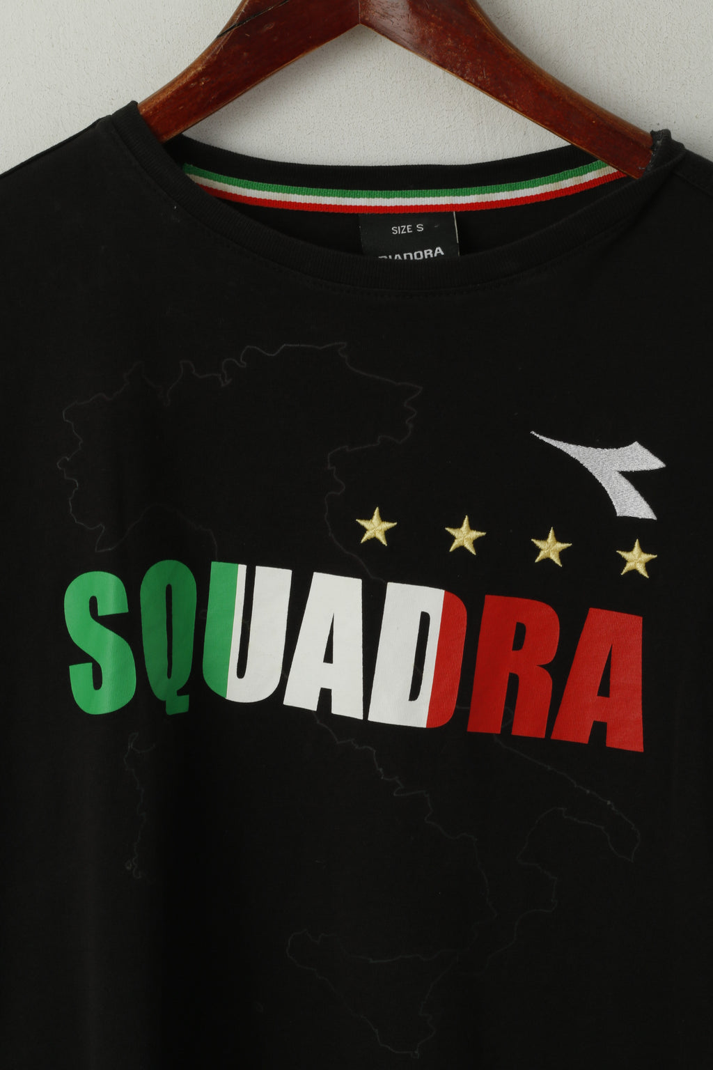 Diadora Women S Shirt Black Cotton Squadra Italy Stretch Sport Top