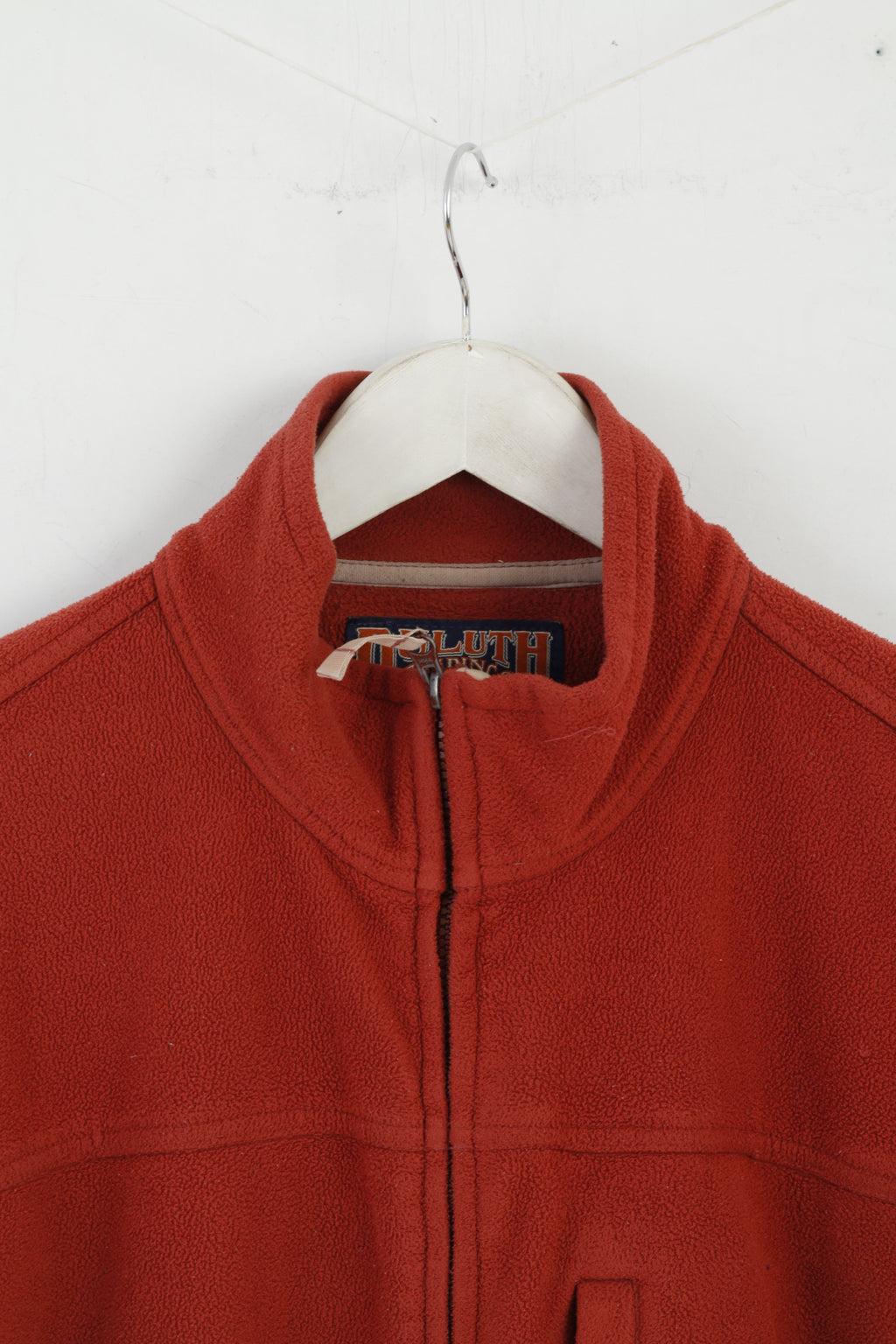 Duluth Trading Men M Fleece Top Brick Orange Pockets Full Zipper Retro Top