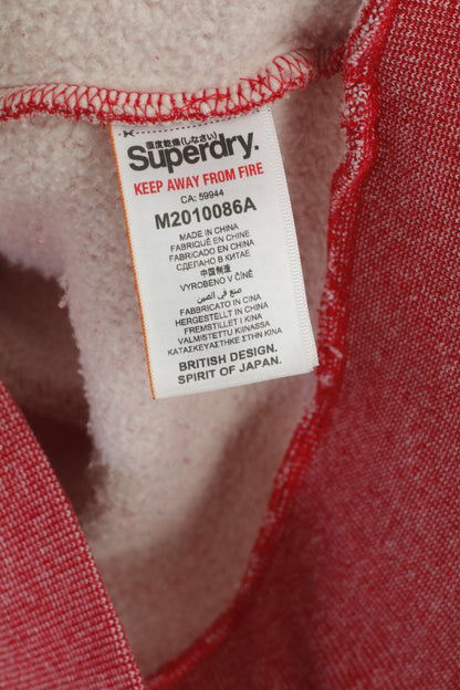 Superdry Men L Sweatshirt Red Cotton Hooded Full Zip Orange Label Top