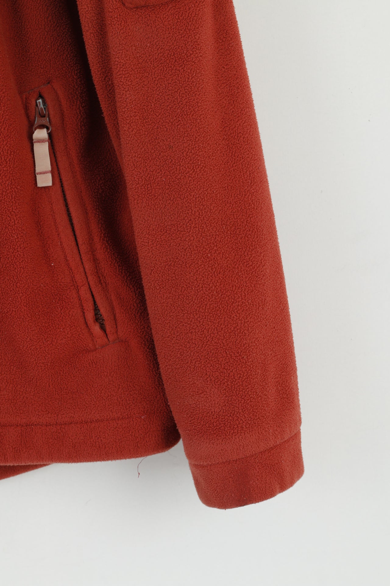 Duluth Trading Men M Fleece Top Brick Orange Pockets Full Zipper Retro Top