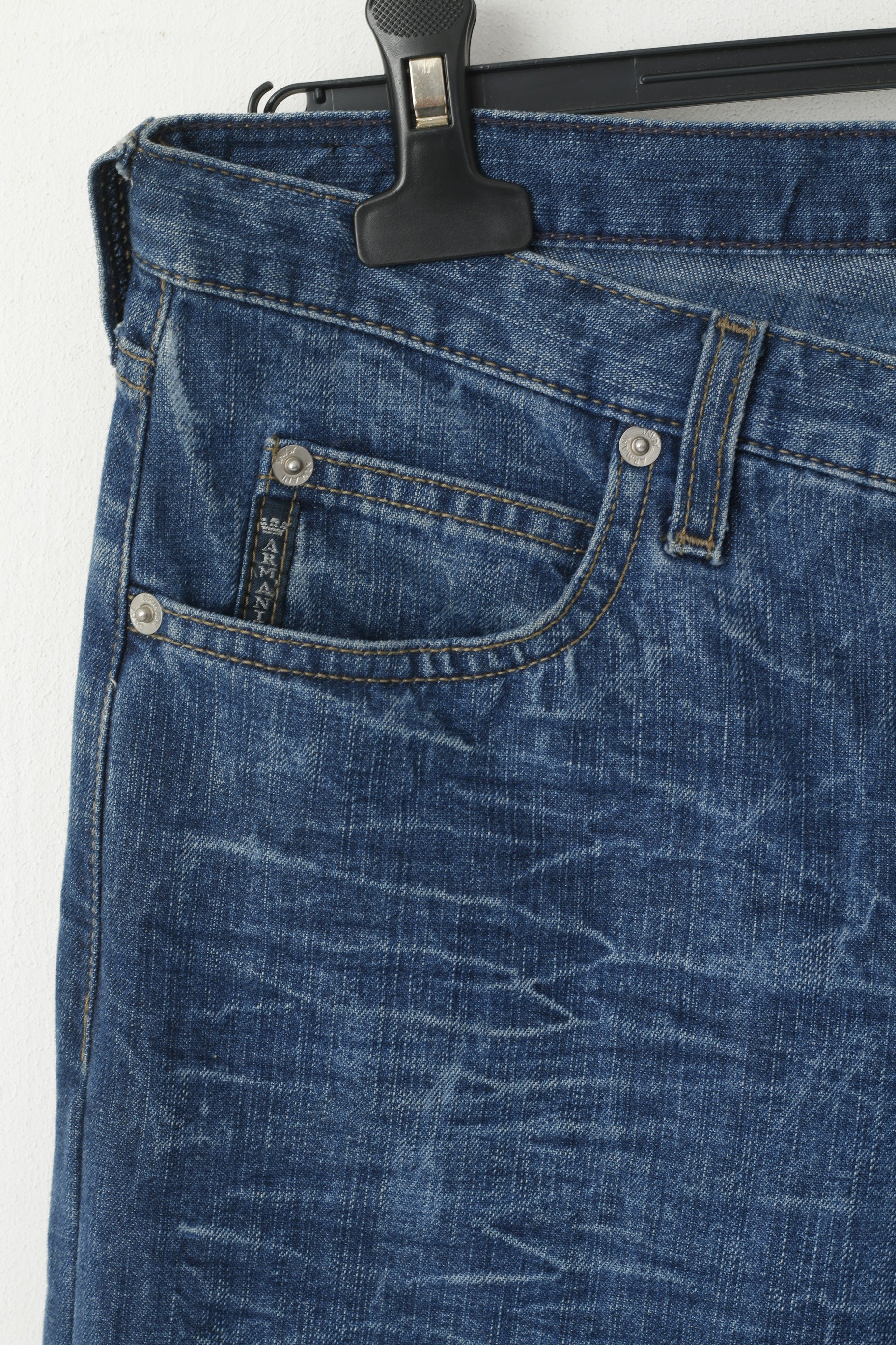 Armani Jeans Men 31 Jeans Trousers Navy Cotton Denim Made in Italy Pants