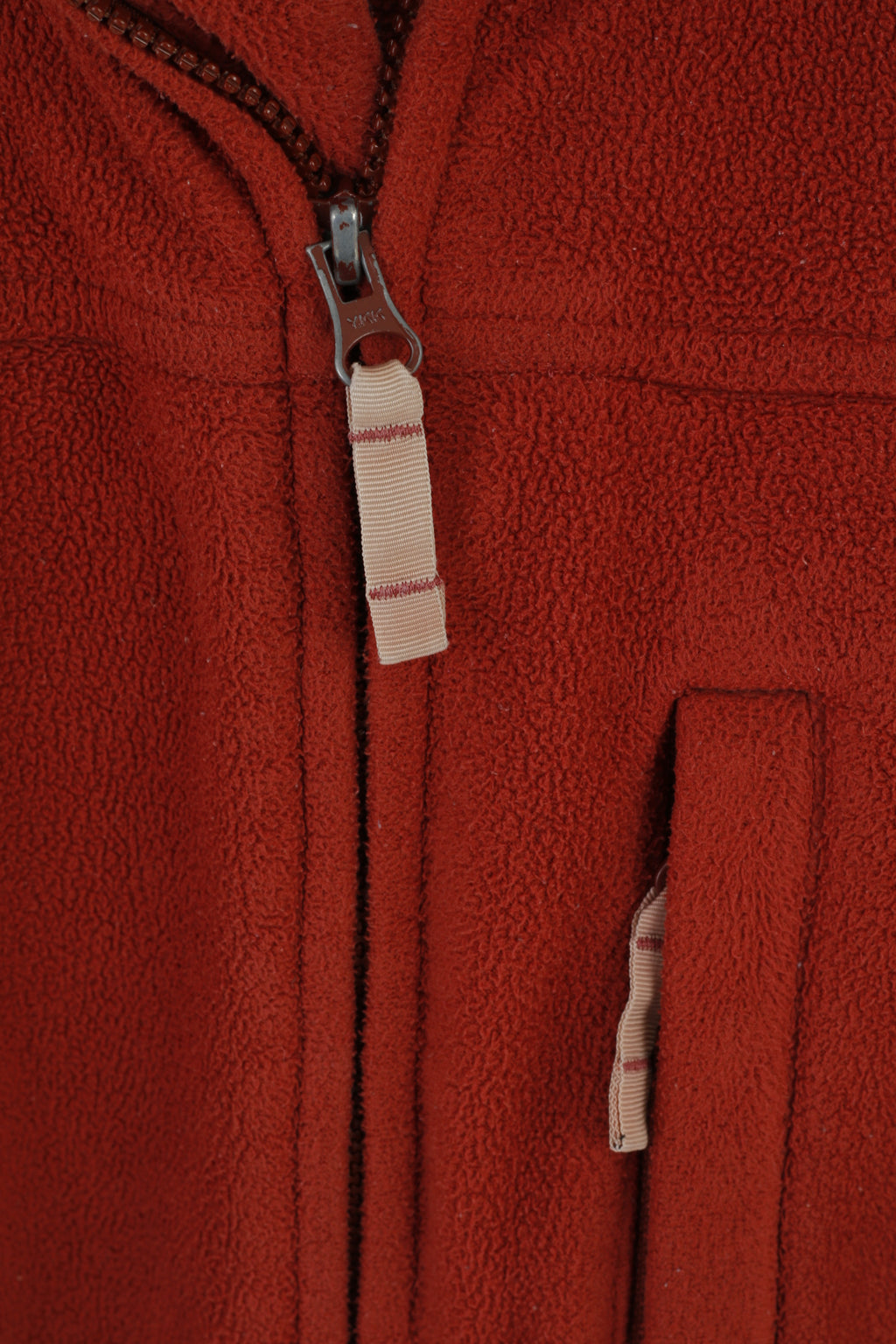 Duluth Trading Men M Fleece Top Brick Orange Pockets Full Zipper Retro Top