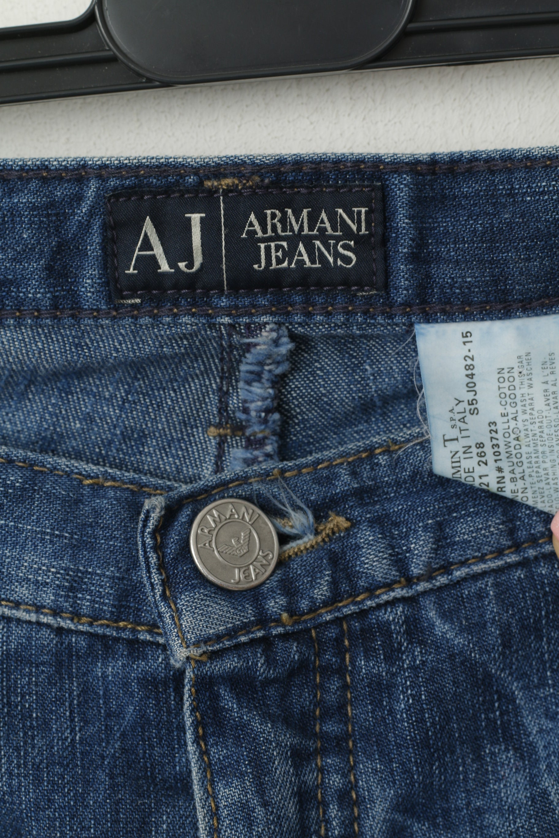 Armani Jeans Men 31 Jeans Trousers Navy Cotton Denim Made in Italy