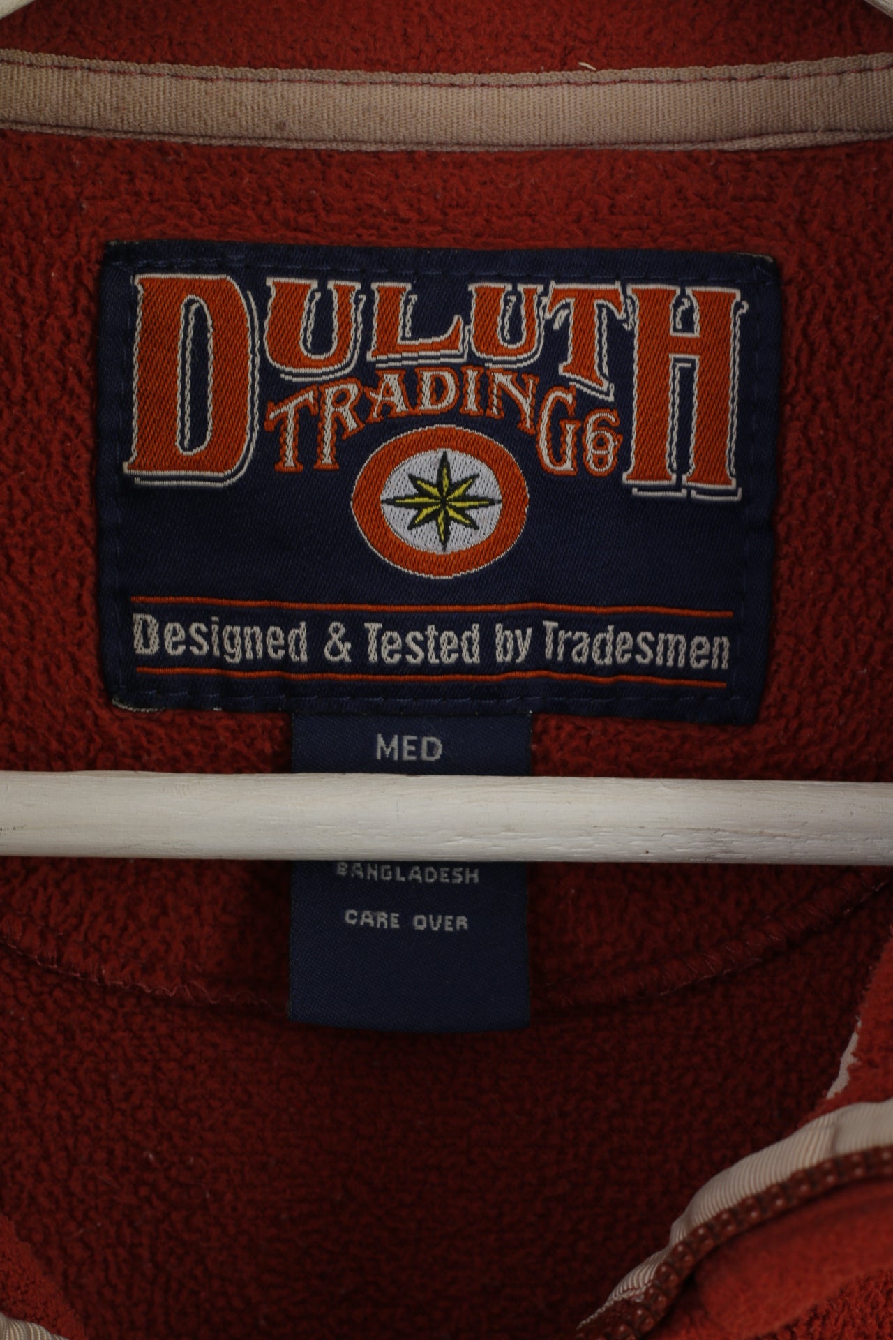 Duluth Trading Men M Fleece Top Brick Orange Pockets Full Zipper Retro Top