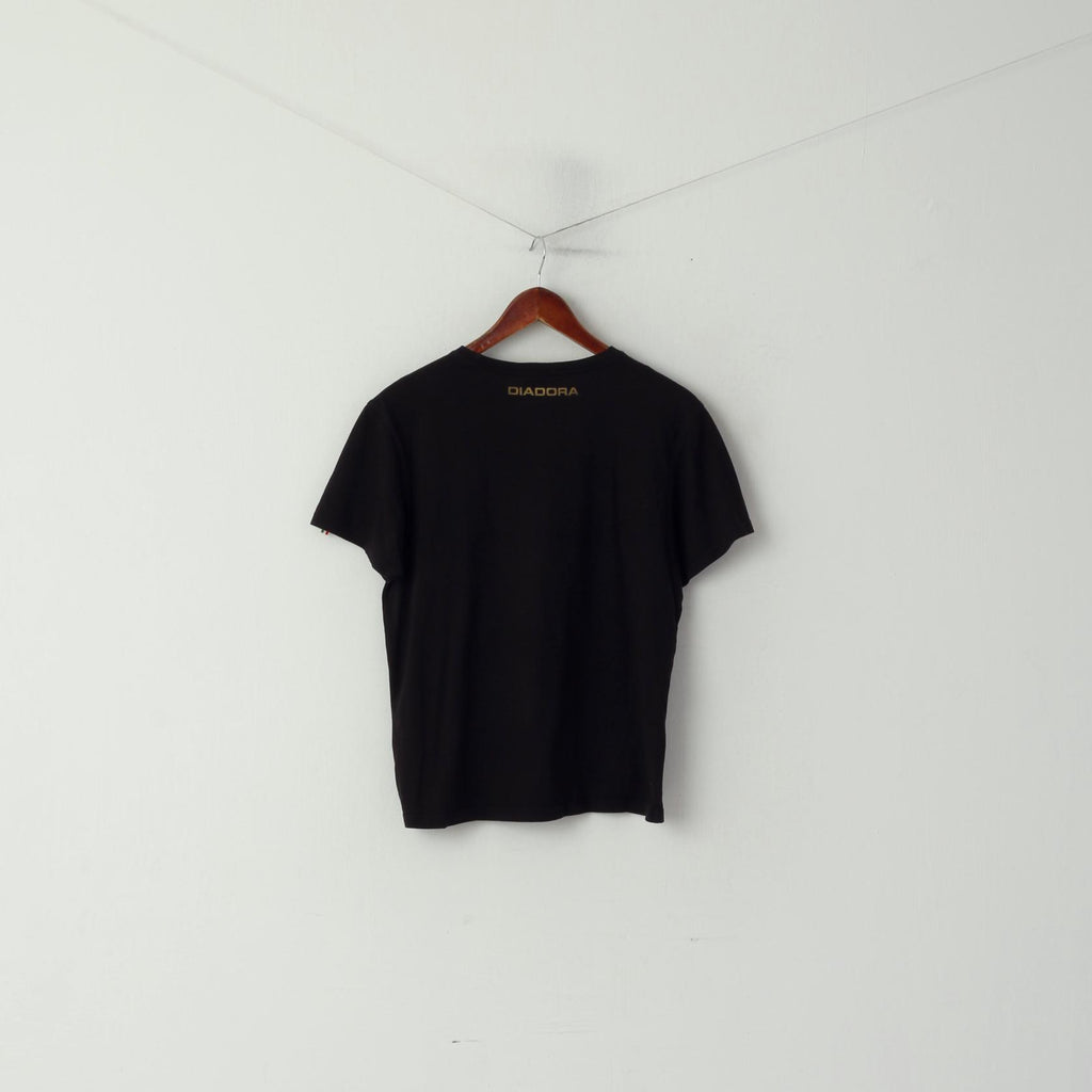 Diadora Women S Shirt Black Cotton Squadra Italy Stretch Sport Top