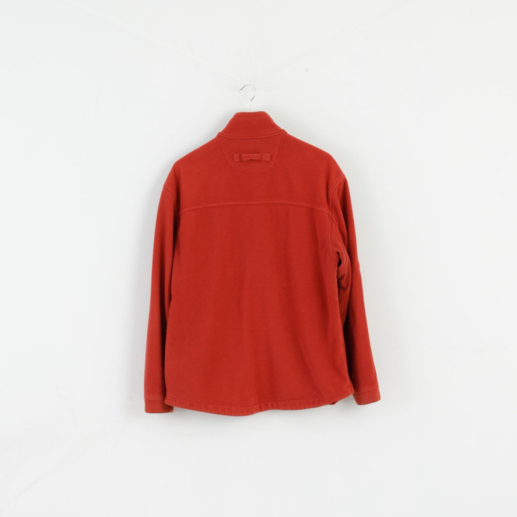Duluth Trading Men M Fleece Top Brick Orange Pockets Full Zipper Retro Top