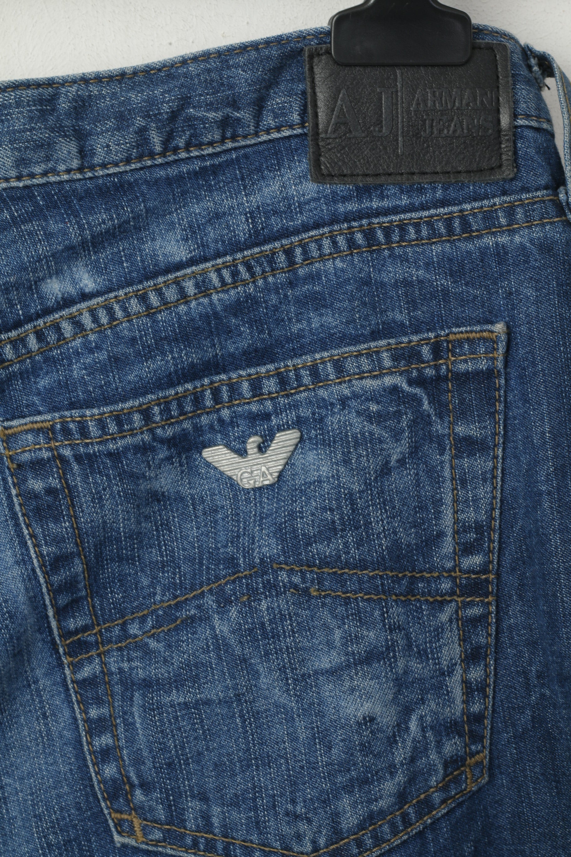 Armani Jeans Men 31 Jeans Trousers Navy Cotton Denim Made in Italy Pants