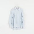 Charles Tyrwhitt Uomo 16 41 XL Camicia casual Top a maniche lunghe non stirabile con polsini a quadri bianchi e blu