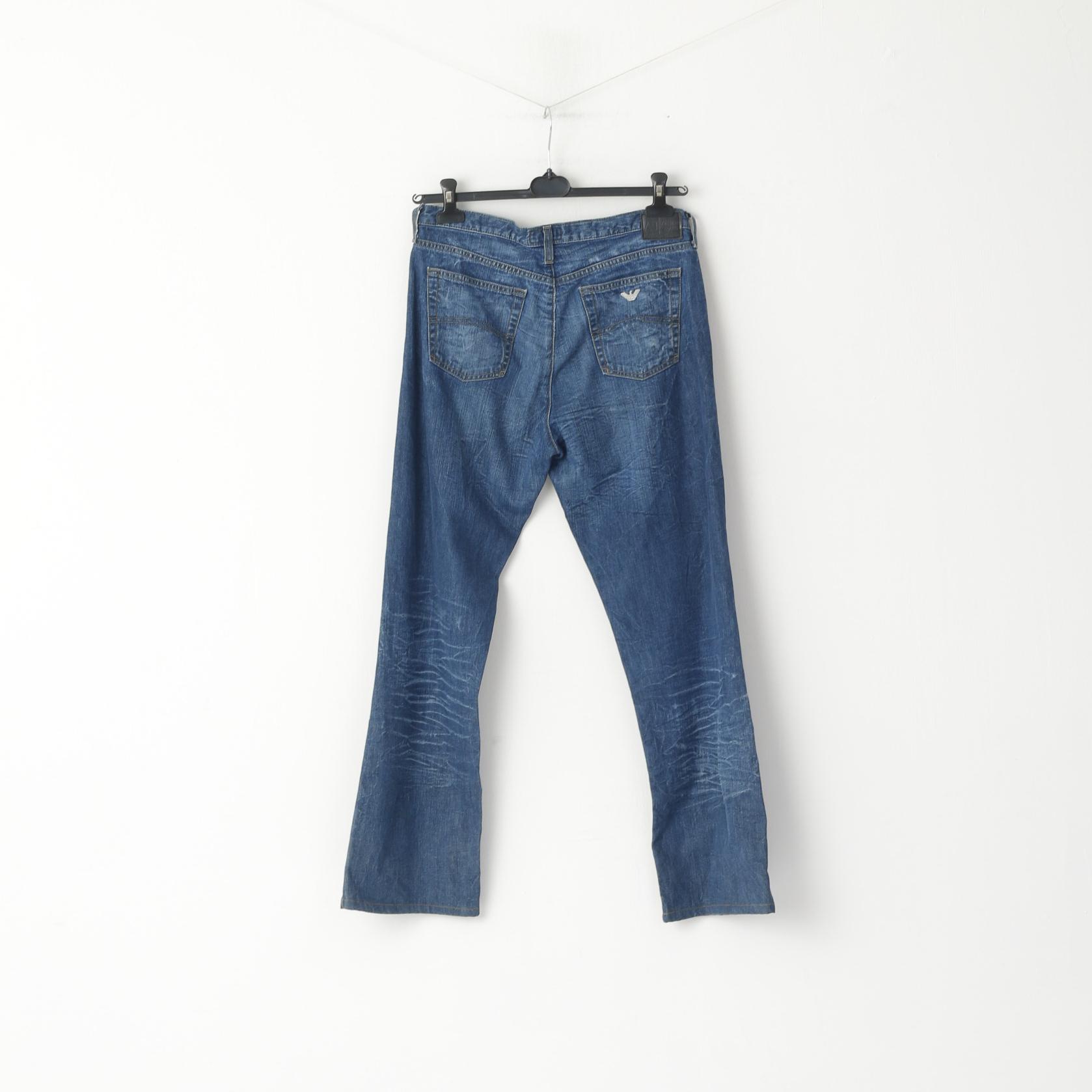 Armani Jeans Men 31 Jeans Trousers Navy Cotton Denim Made in Italy Pants
