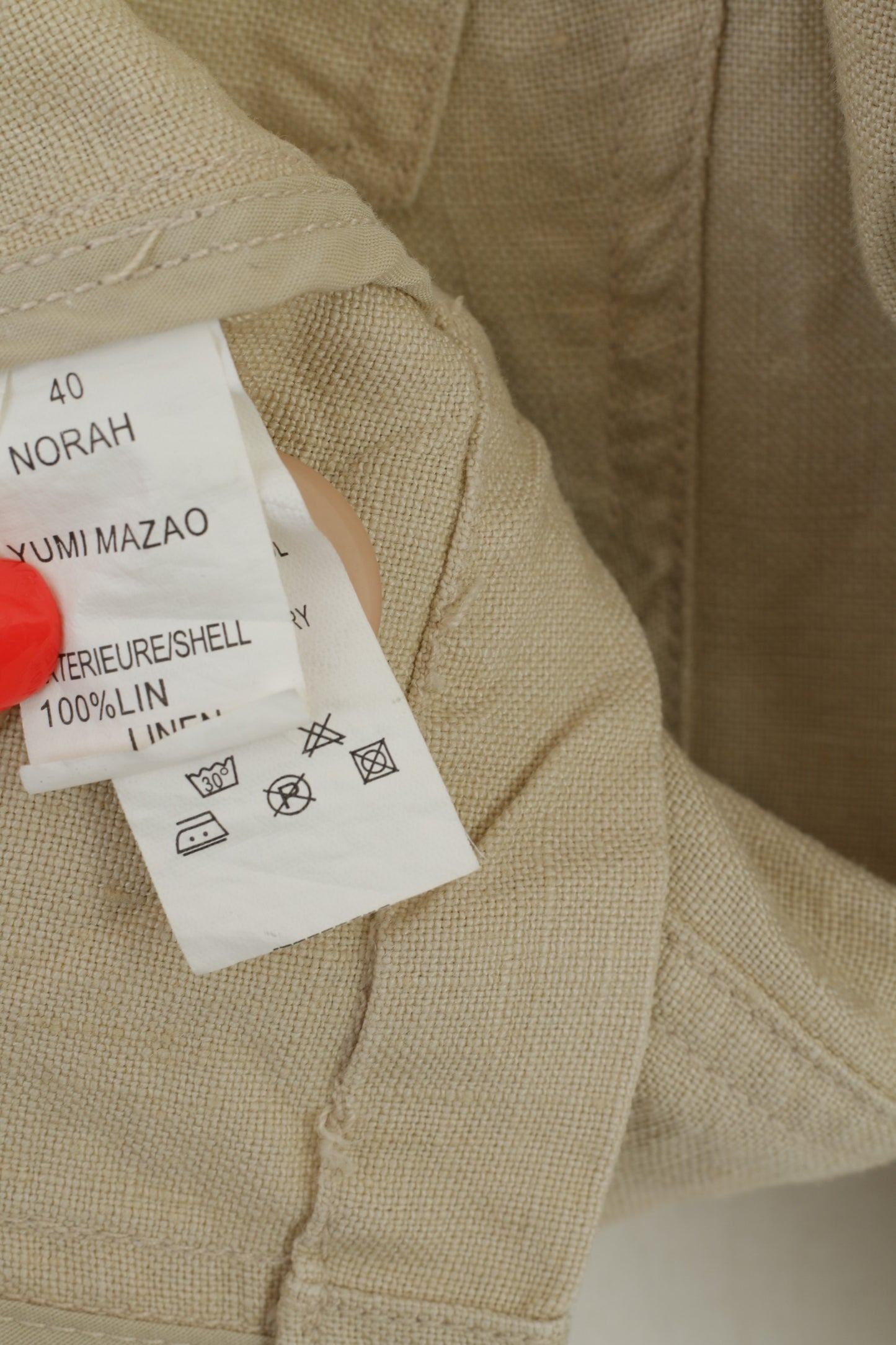 Yumi Mazao Women 40 S Jacket Beige Vintage 100% Linen Norah Blazer