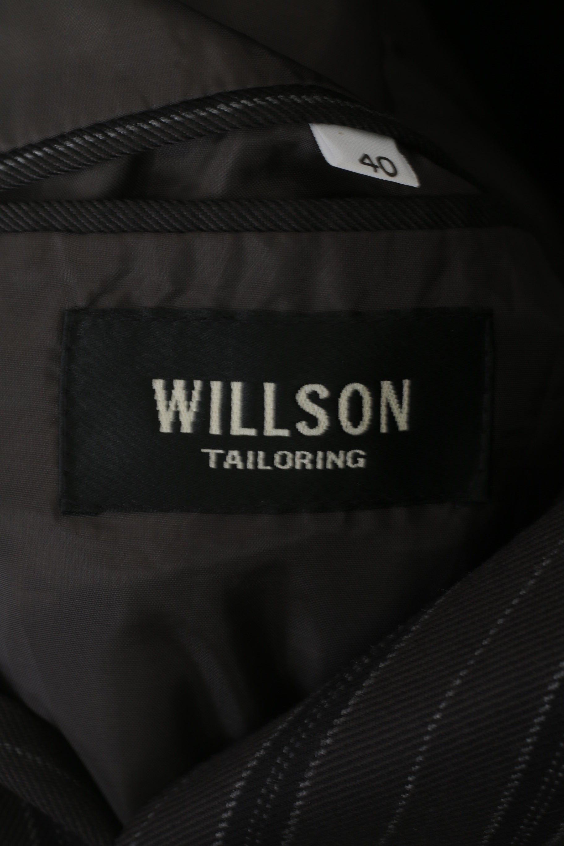 Willson Men 40 Blazer Charcoal Striped Stand Up Collar Single Breasted Silver Buttons Jacket