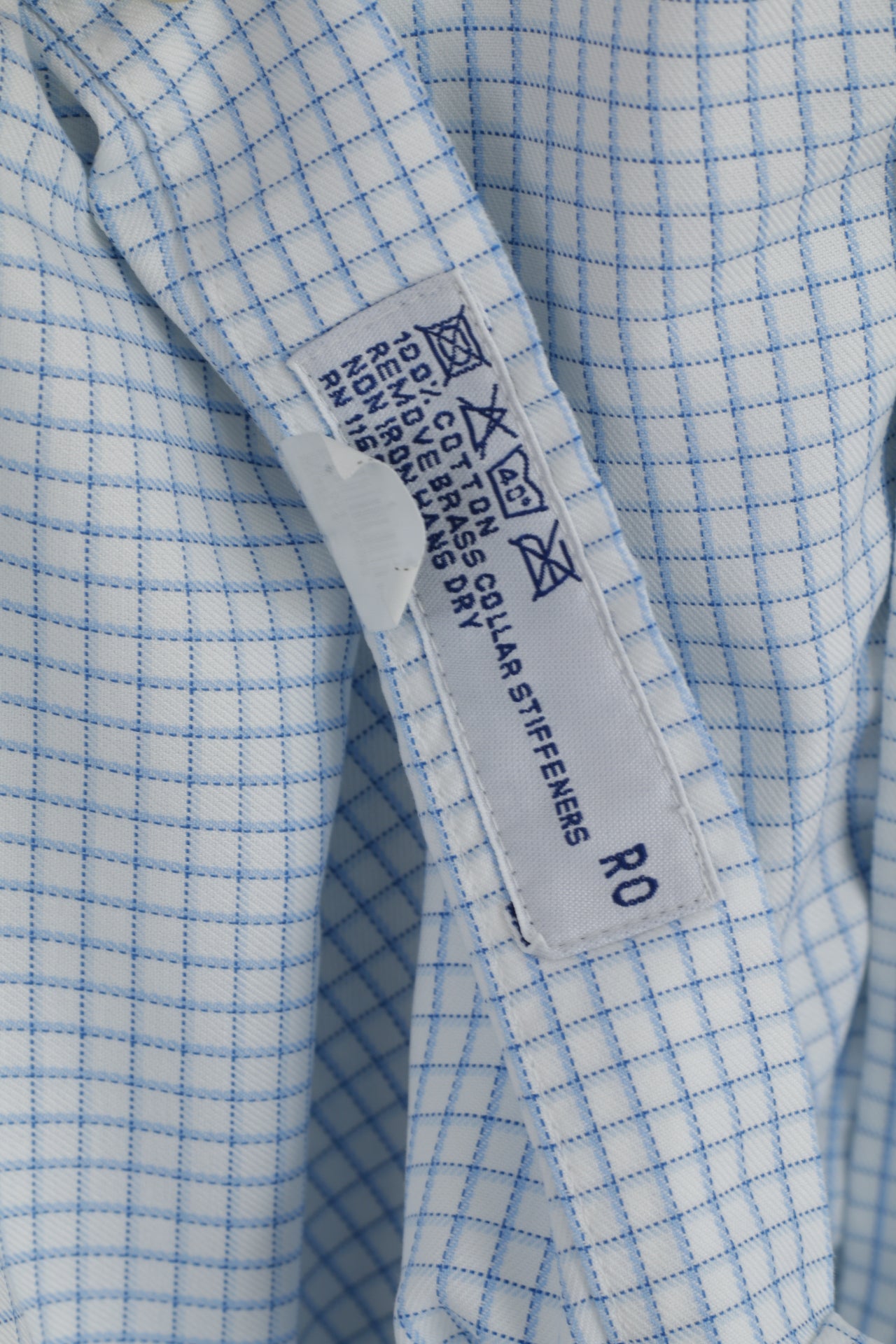 Charles Tyrwhitt Men 16 41 XL Casual Shirt White Blue Check Cuff Non Iron Long Sleeve Top