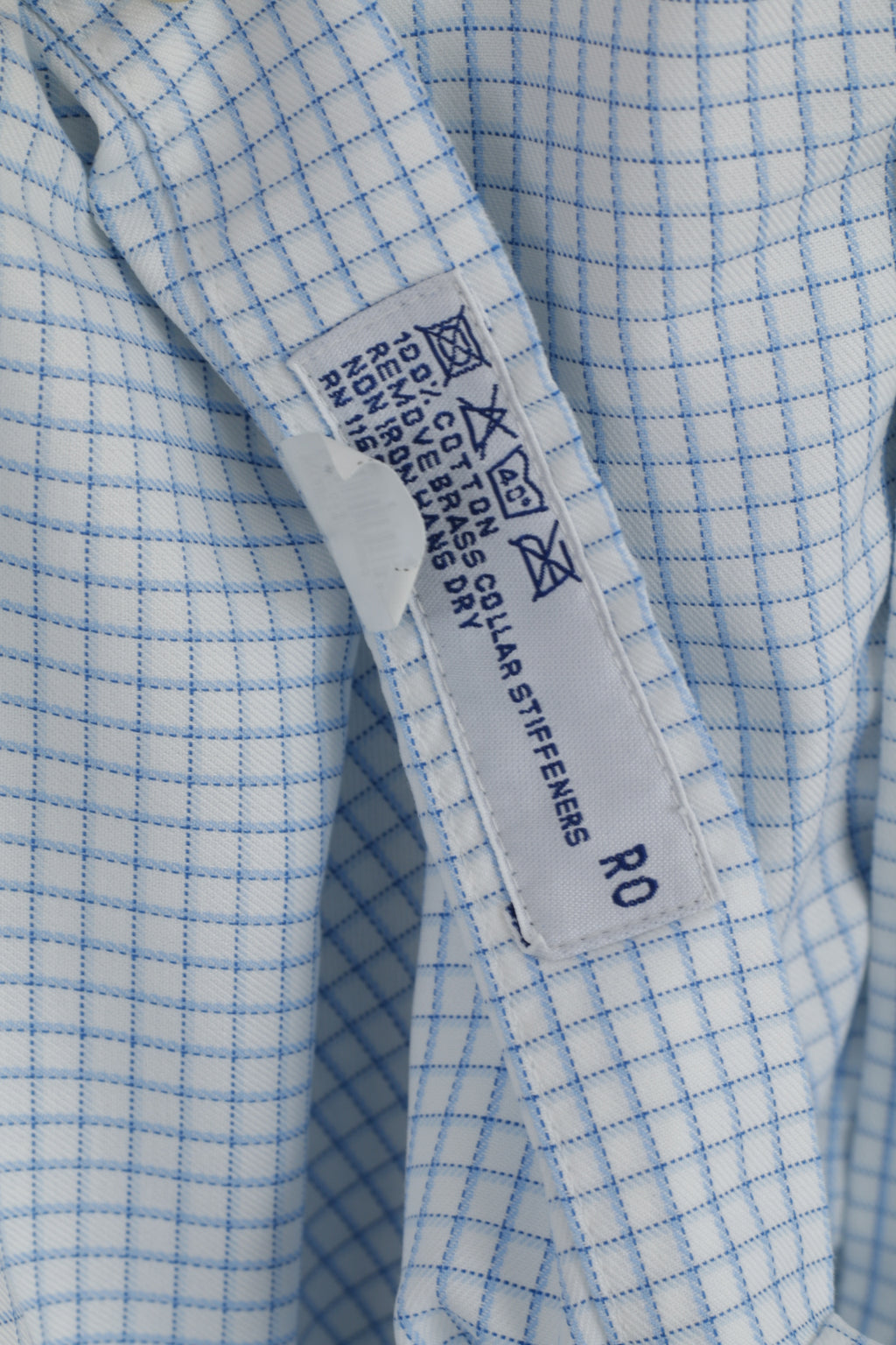 Charles Tyrwhitt Hommes 16 41 XL Chemise décontractée Blanc Bleu Carreaux Manchette Non Repassage Haut À Manches Longues