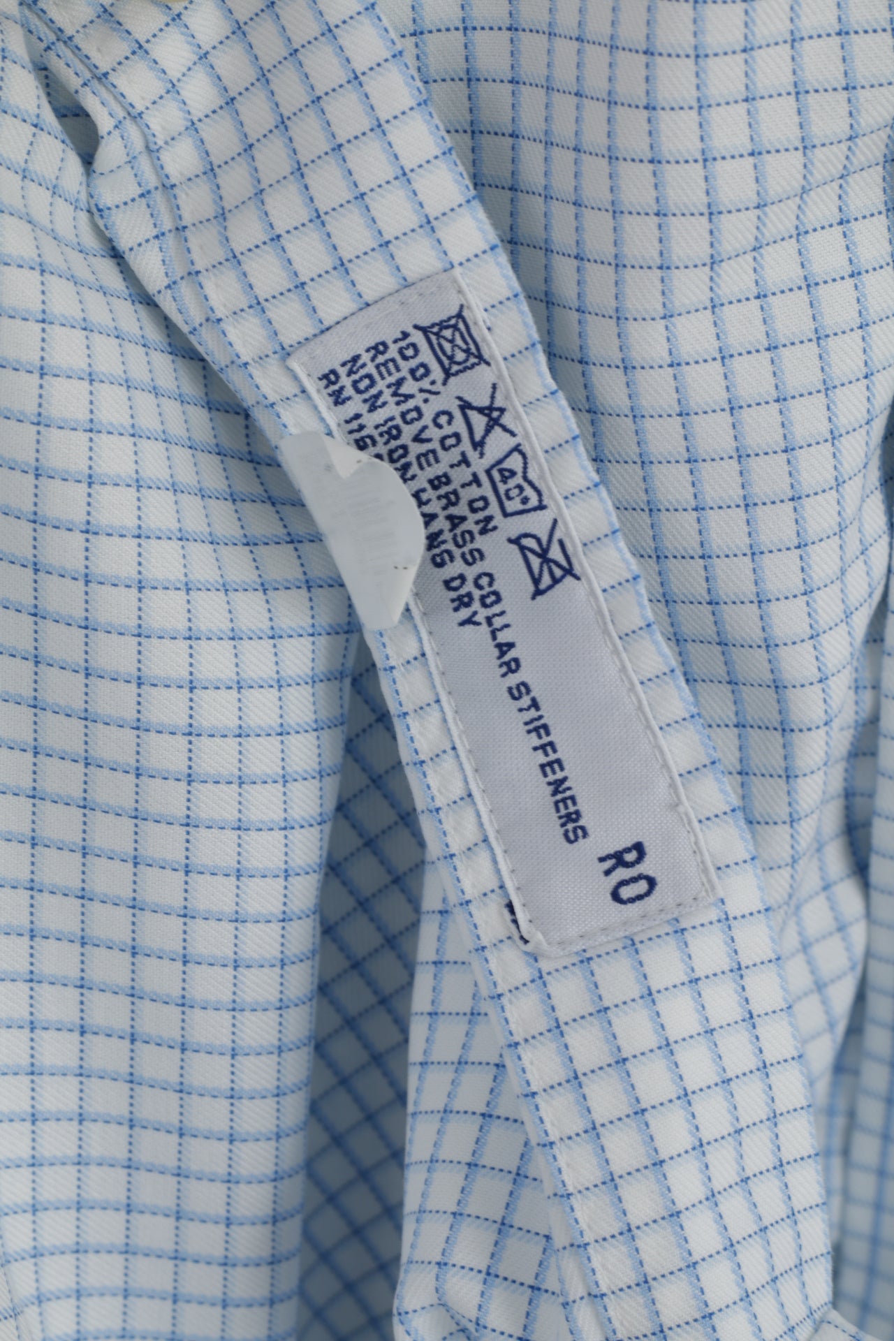 Charles Tyrwhitt Hommes 16 41 XL Chemise décontractée Blanc Bleu Carreaux Manchette Non Repassage Haut À Manches Longues