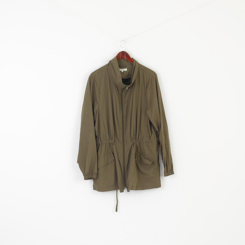 Zizzi Women M Jacket Green Lightweight Full Zipper Parka Casual Outwear Top