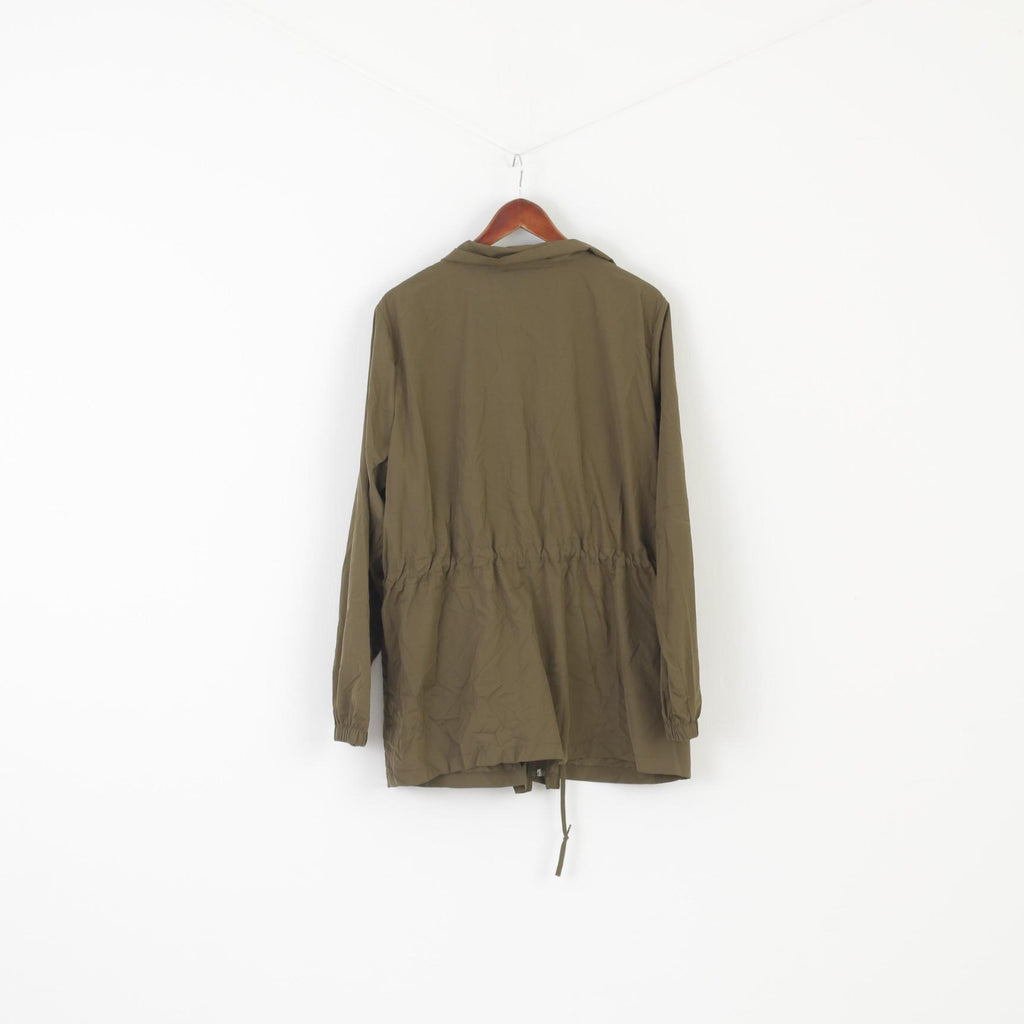 Zizzi Women M Jacket Green Lightweight Full Zipper Parka Casual Outwear Top