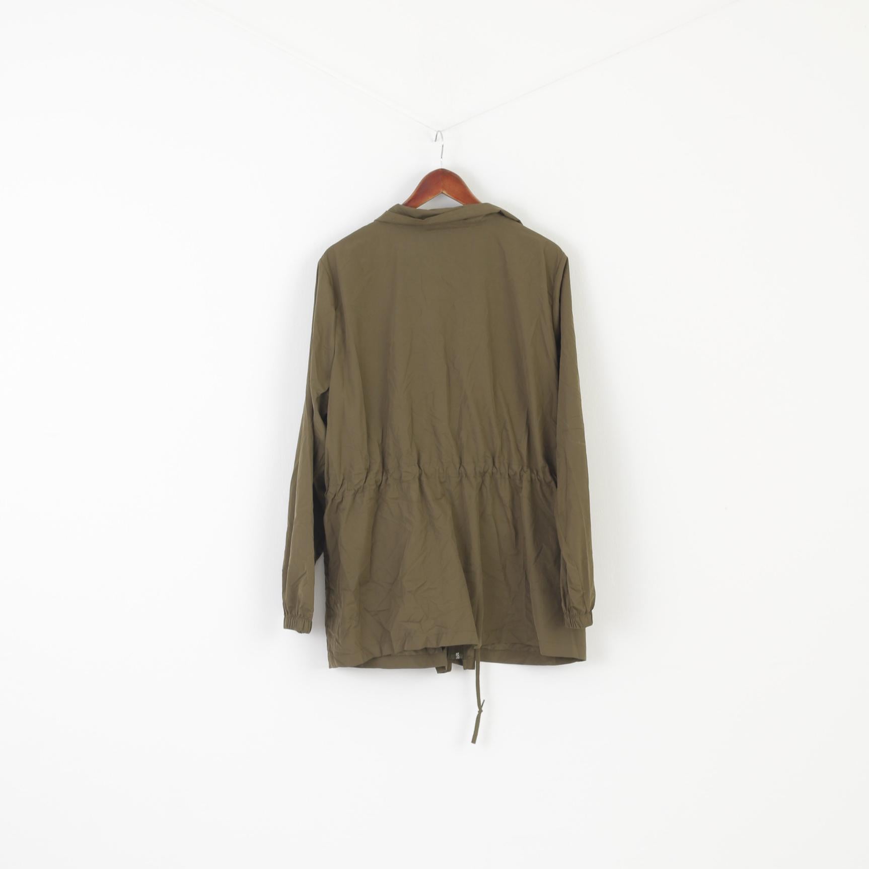 Zizzi Women M Jacket Green Lightweight Full Zipper Parka Casual Outwear Top