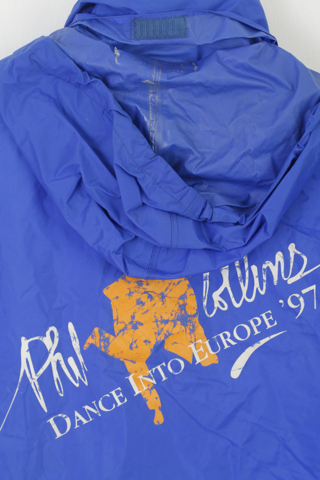 Vintage Men XL Jacket Blue Nylon Phil Collins Dance into Europe 1977 Hood Top
