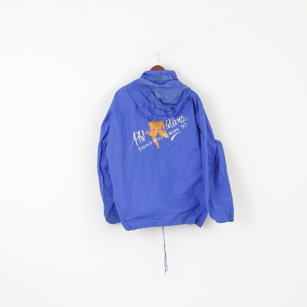 Vintage Men XL Jacket Blue Nylon Phil Collins Dance into Europe 1977 Hood Top