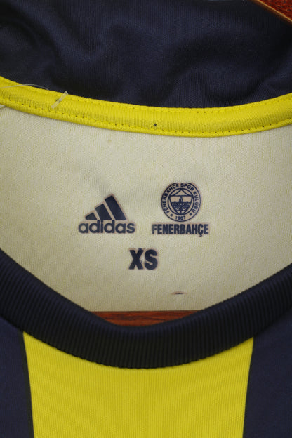 Polo Adidas Fenerbahce da uomo XS, maglia da calcio a righe blu scuro, Spor Kulübü, maglia turca