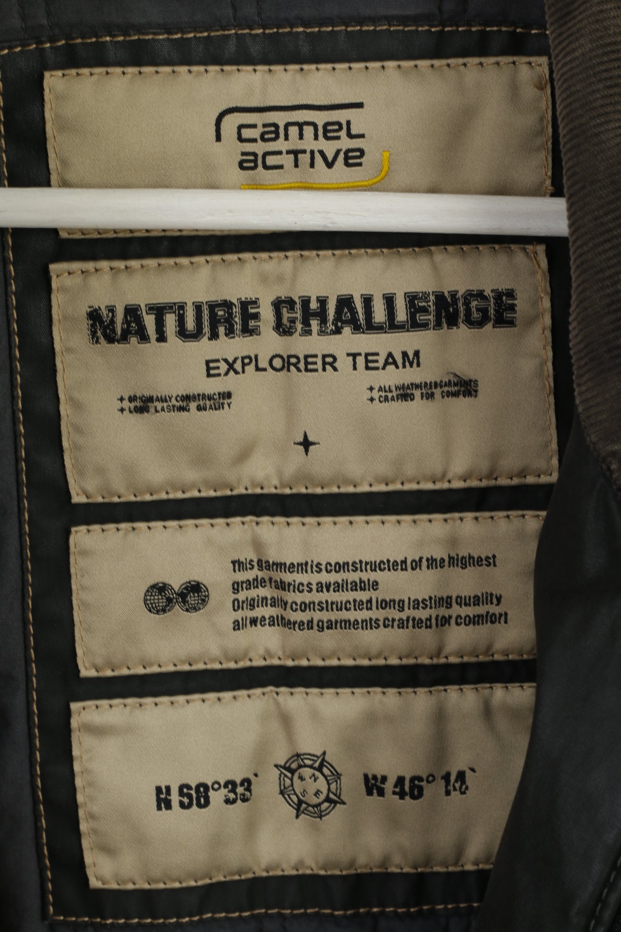 Camel Active Men 56 XL Veste Noir Coton Wax Nature Challenge Outdoor Top