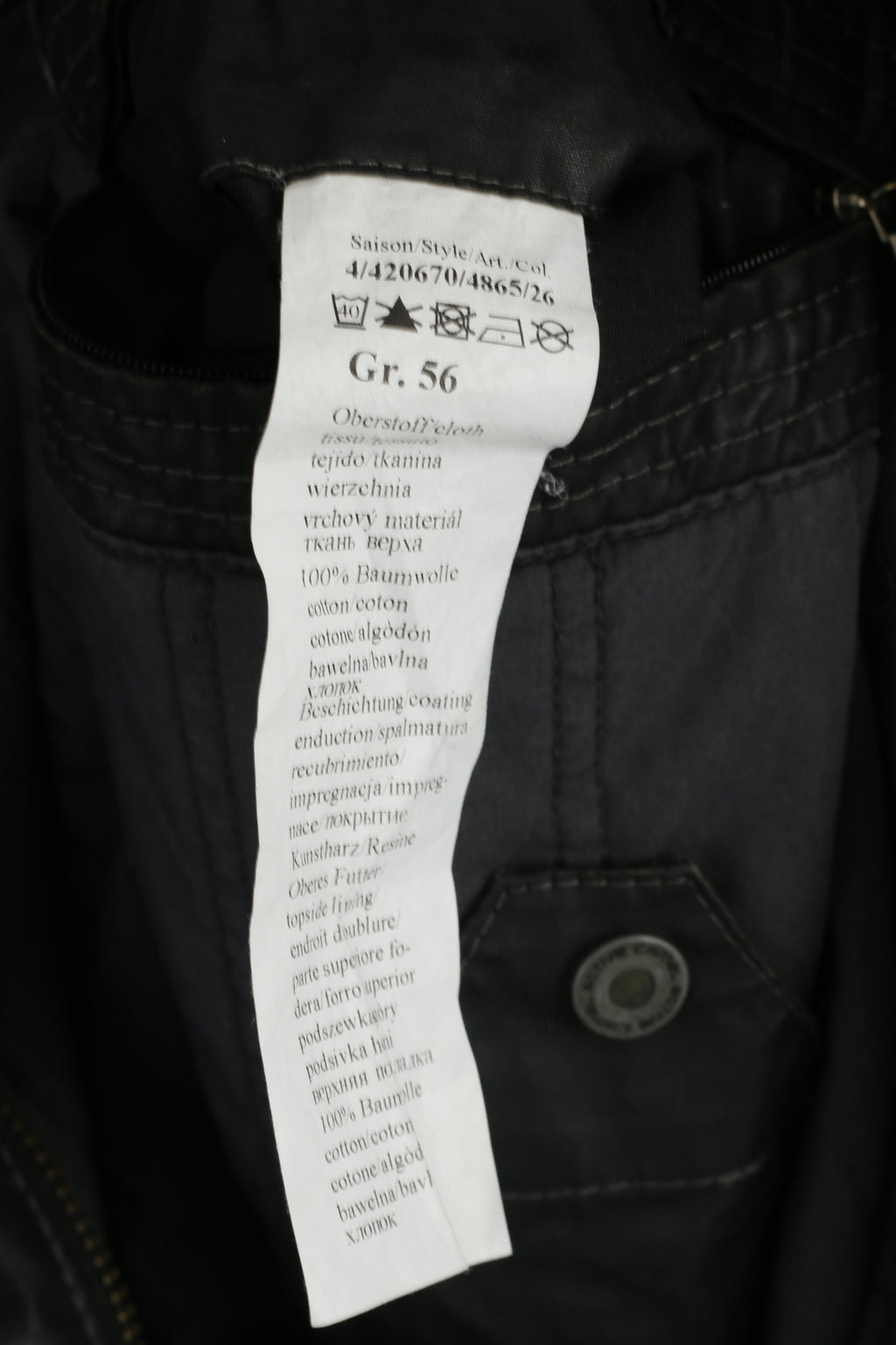 Camel Active Men 56 XL Jacket Black Cotton Wax Nature Challenge Outdoor Top