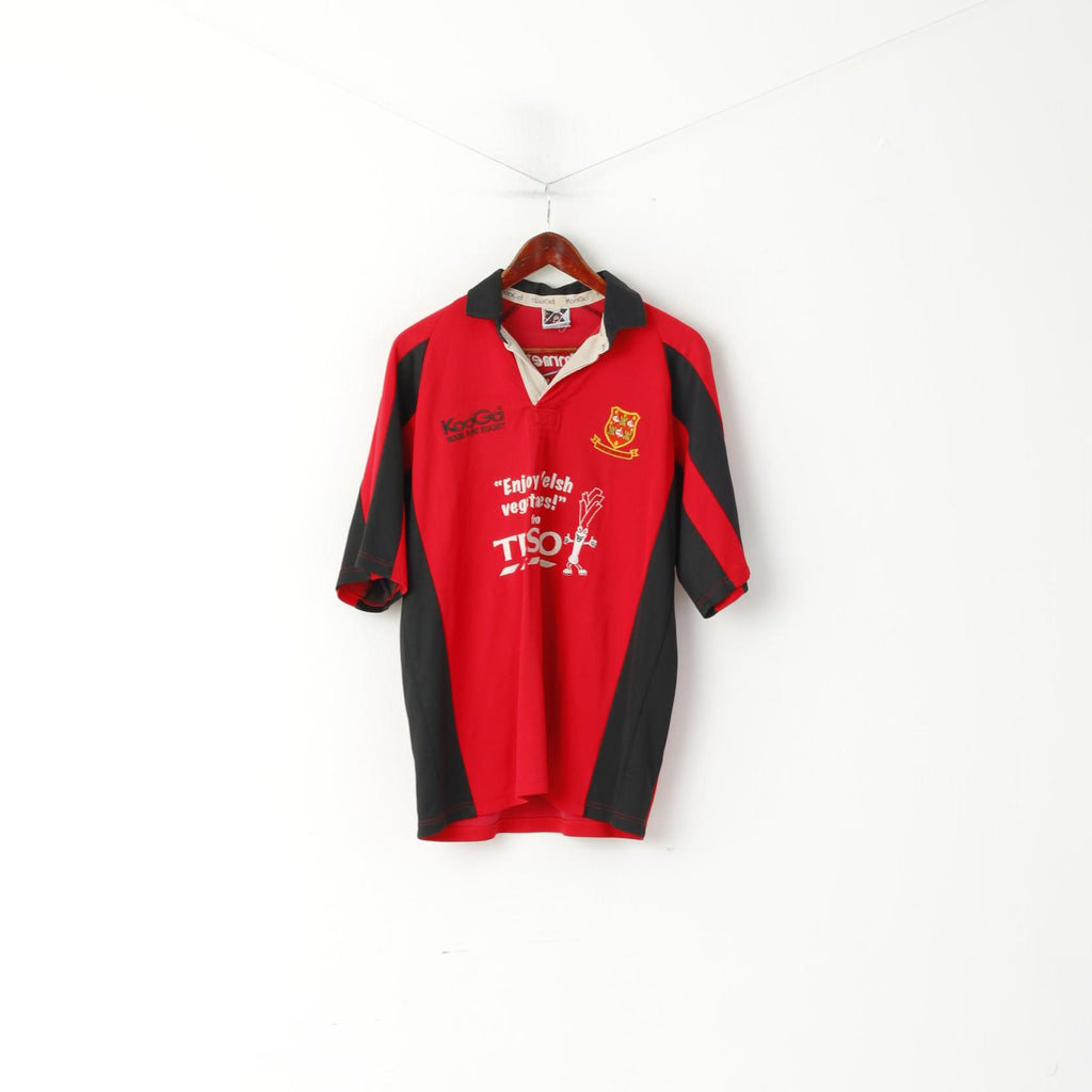 KooGa Men 42 L Polo Shirt Red Cotton Rugby Llantwit Major RFC Official Jersey Top