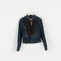 Nuova giacca David Bitton da donna L (M) Giacca casual elasticizzata in cotone denim blu scuro