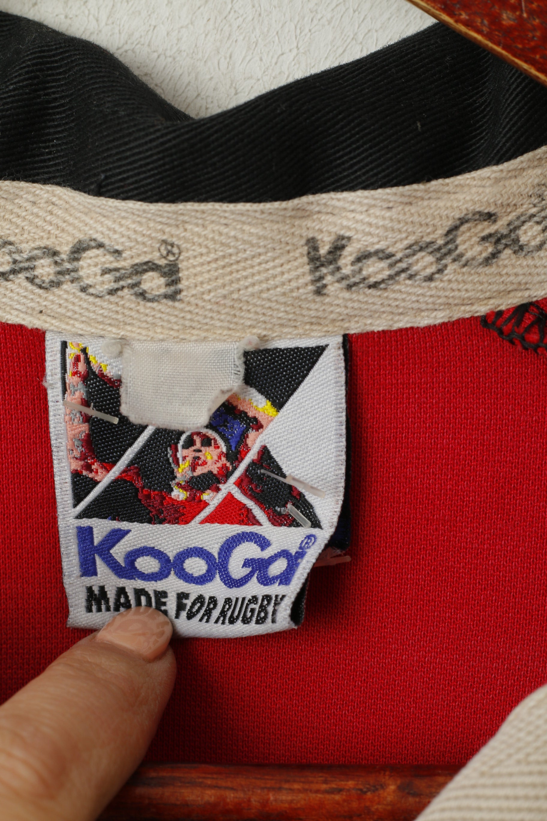 KooGa Men 42 L Polo Shirt Red Cotton Rugby Llantwit Major RFC Official Jersey Top