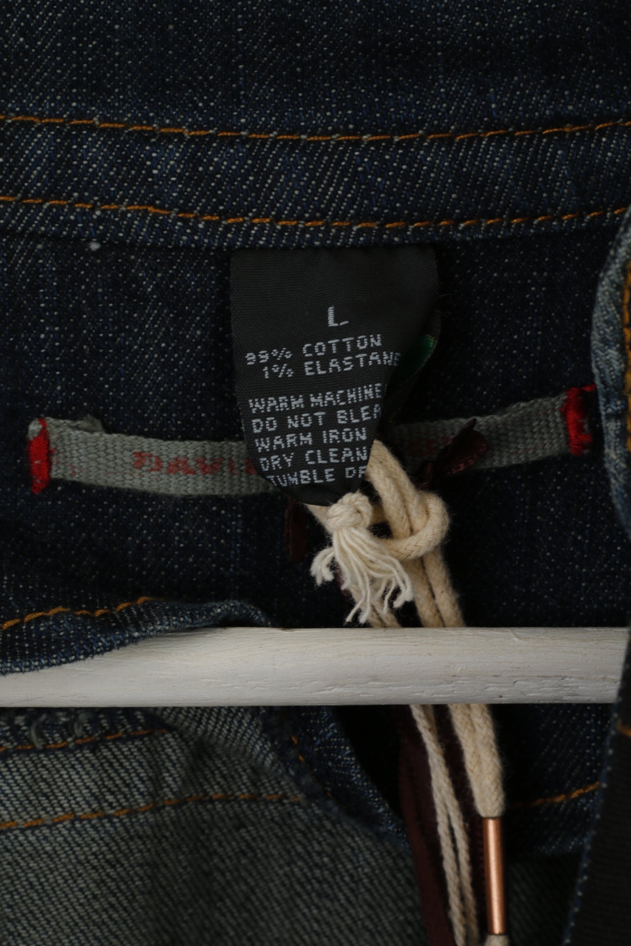 New David Bitton Women L (M) Jacket Navy Denim Cotton Stretch Casual Blazer
