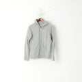 Nike Women L Sweatshirt Grey Cotton Full Zipper Hooded Activewear Top