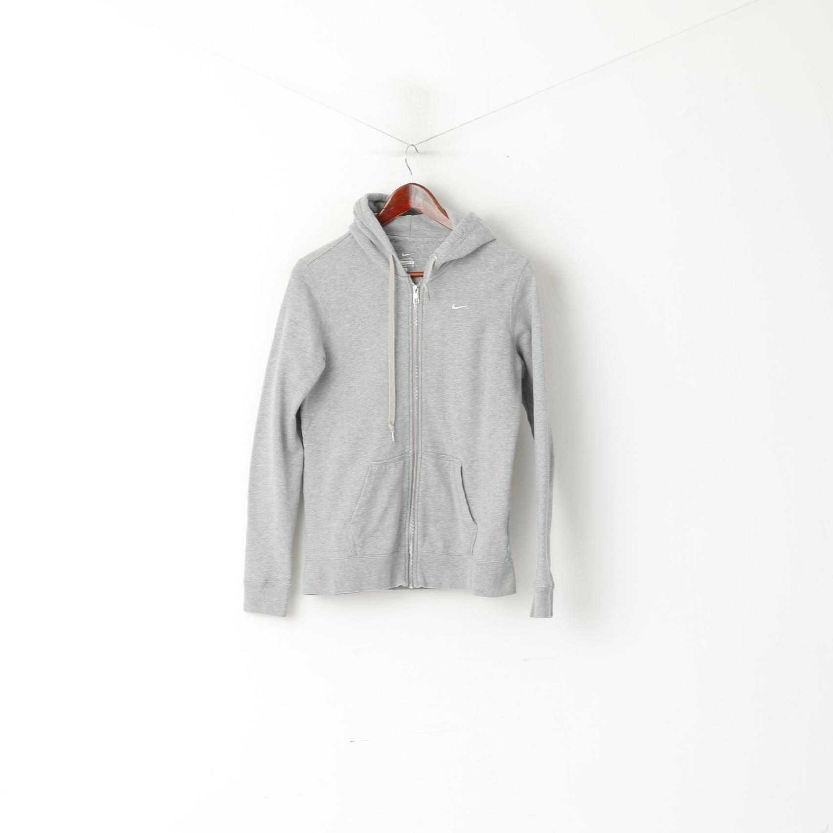 Felpa Nike L da donna, in cotone grigio, con cerniera intera, abbigliamento sportivo