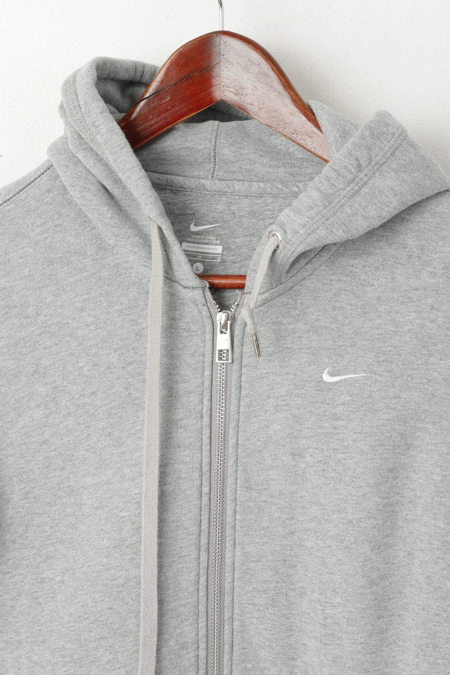 Felpa Nike L da donna, in cotone grigio, con cerniera intera, abbigliamento sportivo