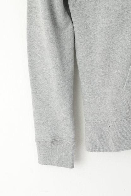Nike Women L Sweatshirt Grey Cotton Full Zipper Hooded Activewear Top