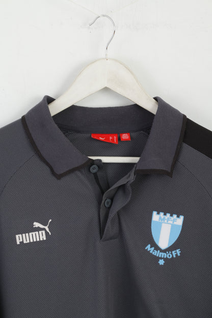Puma Men XL Polo Shirt Grey Malmo FF Football Sweden Jersey Top