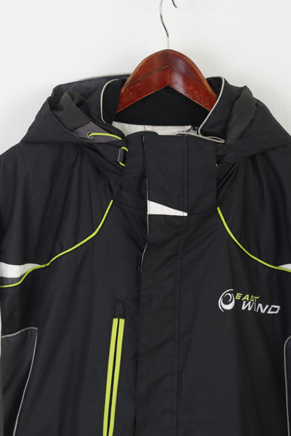 Giacca da sci East Wind Men XL 54/56 Nera con cappuccio Outdoor Clima Tex Top invernale con cerniera intera