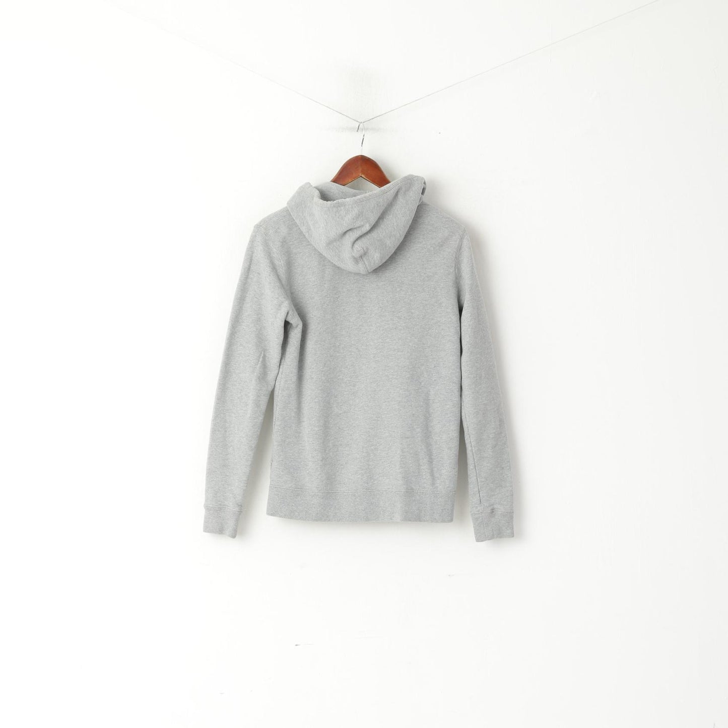 Nike Women L Sweatshirt Grey Cotton Full Zipper Hooded Activewear Top