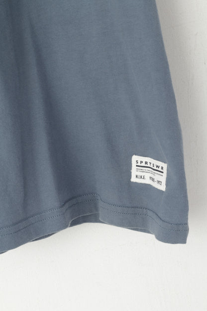 Nike Men S Shirt Navy Cotton Vintage Pocket Sportswear Slim Fit Top