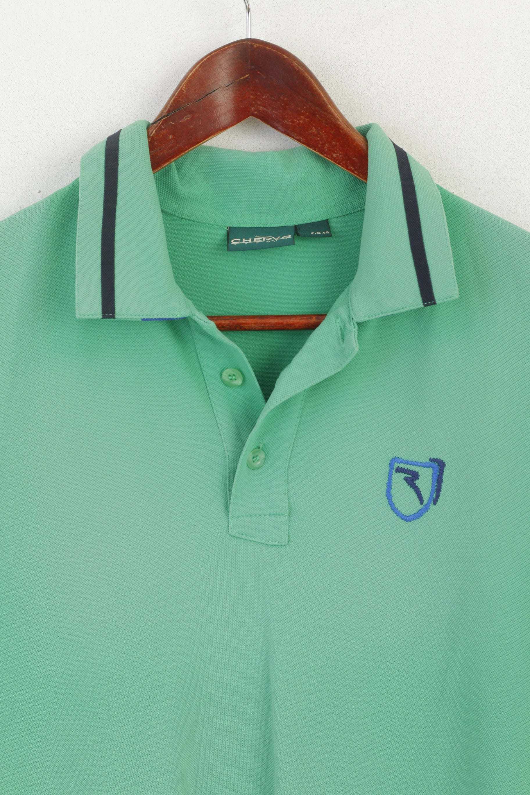 Chervo Sports Men 48 M Polo Shirt Green Nylon Dry Matic Stretch Classic Top