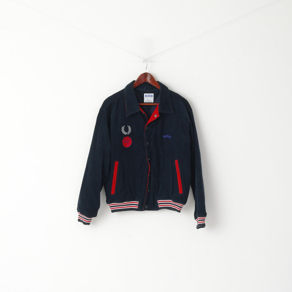 Giacca Sachs da uomo XS in cotone blu scuro Bomber Automotive 2000 Future Engine imbottito