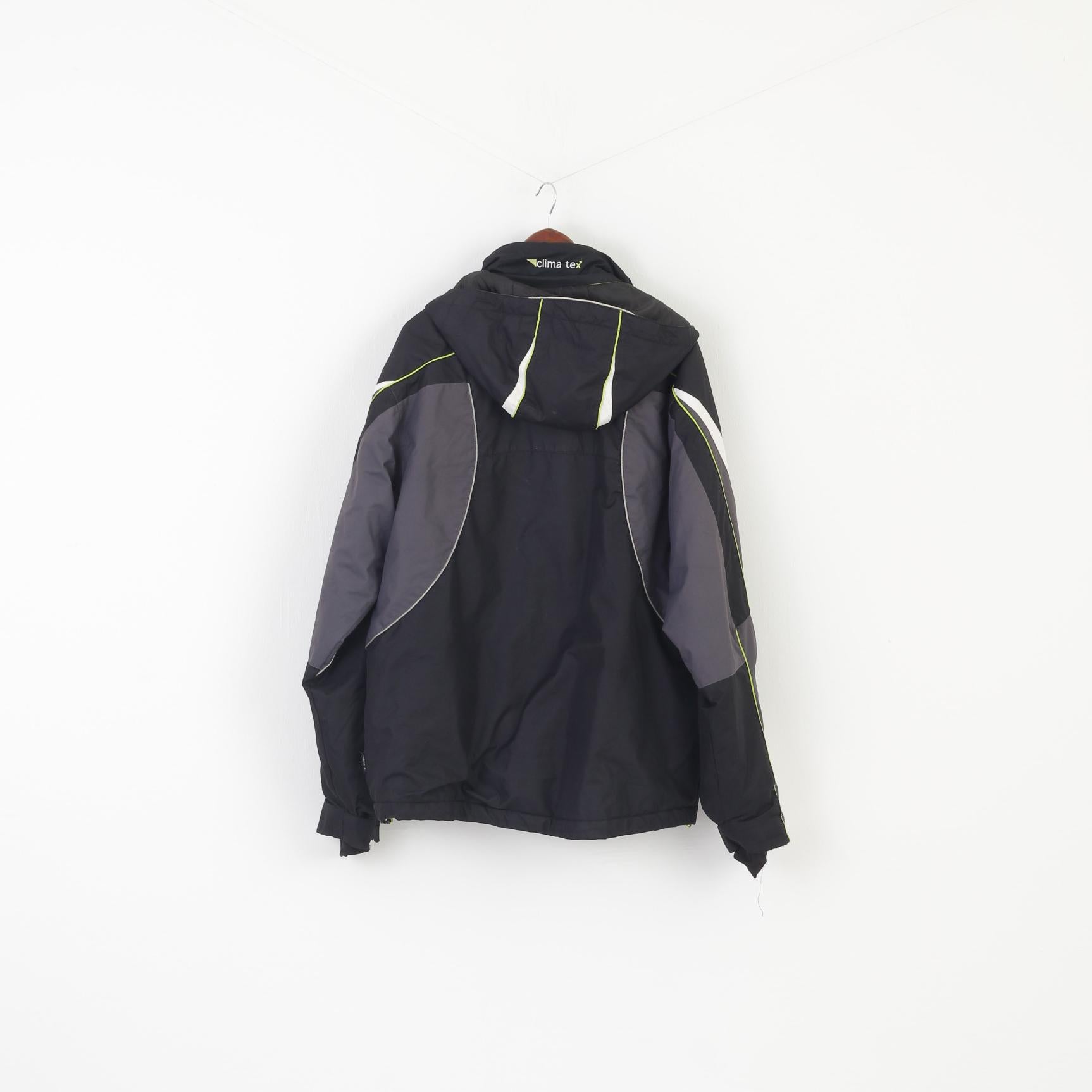 East Wind Men XL 54/56 Ski Jacket Black Hooded Outdoor Clima Tex Full Zipper Winter Top