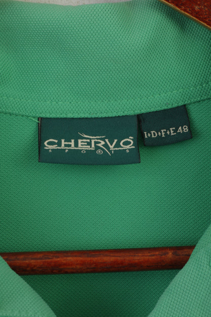 Chervo Sports Men 48 M Polo Shirt Green Nylon Dry Matic Stretch Classic Top