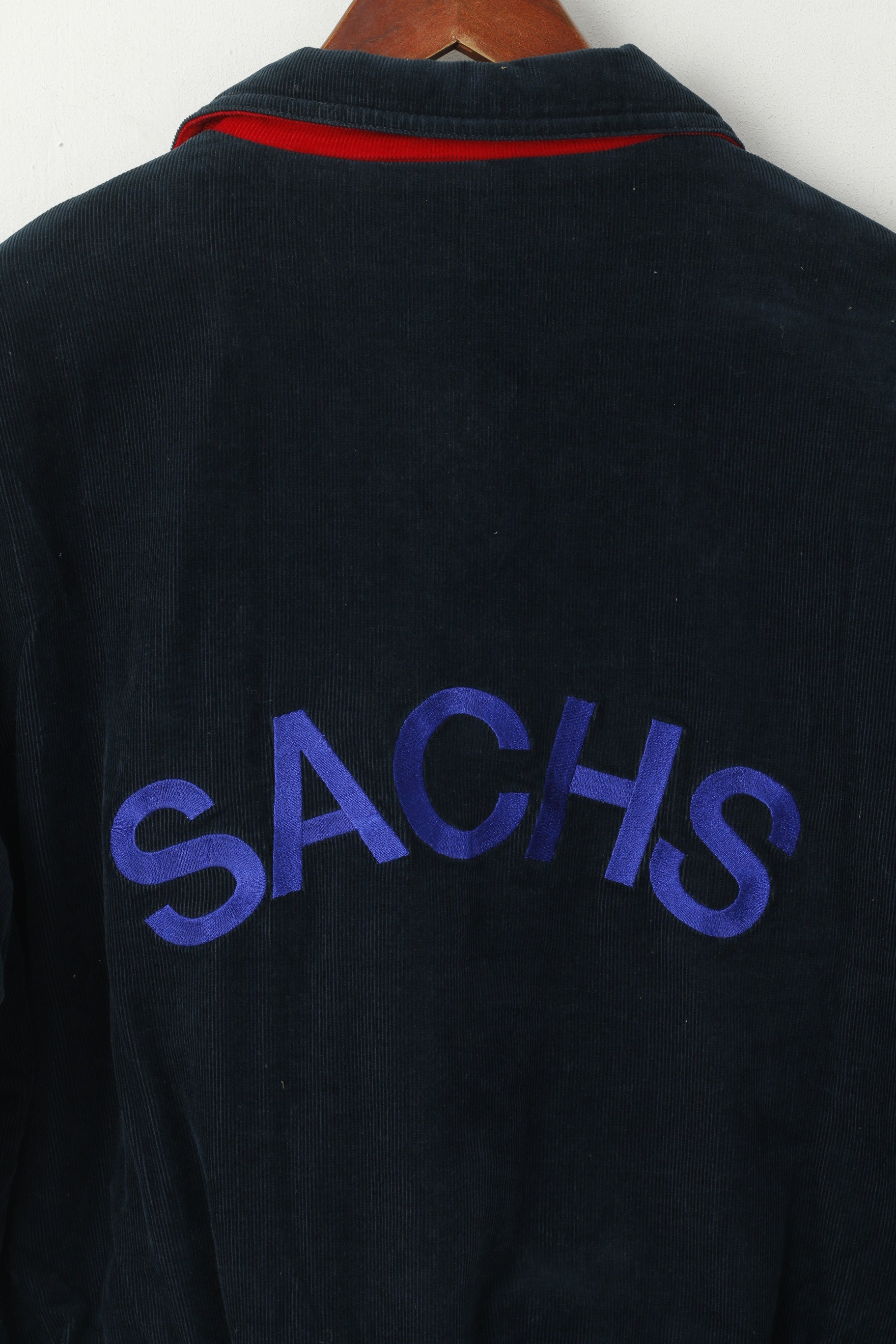 Giacca Sachs da uomo XS in cotone blu scuro Bomber Automotive 2000 Future Engine imbottito