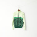 Adidas Men M (S) Sweatshirt Lime Green Shiny Striped Full Zipper Activewear Top