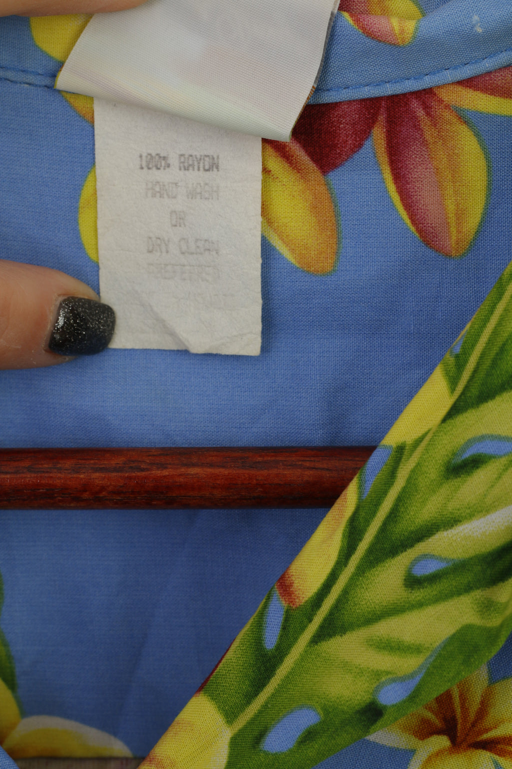 Camicia casual da uomo M dal design intelligente Top blu con stampa floreale 100% rayon Hawaii