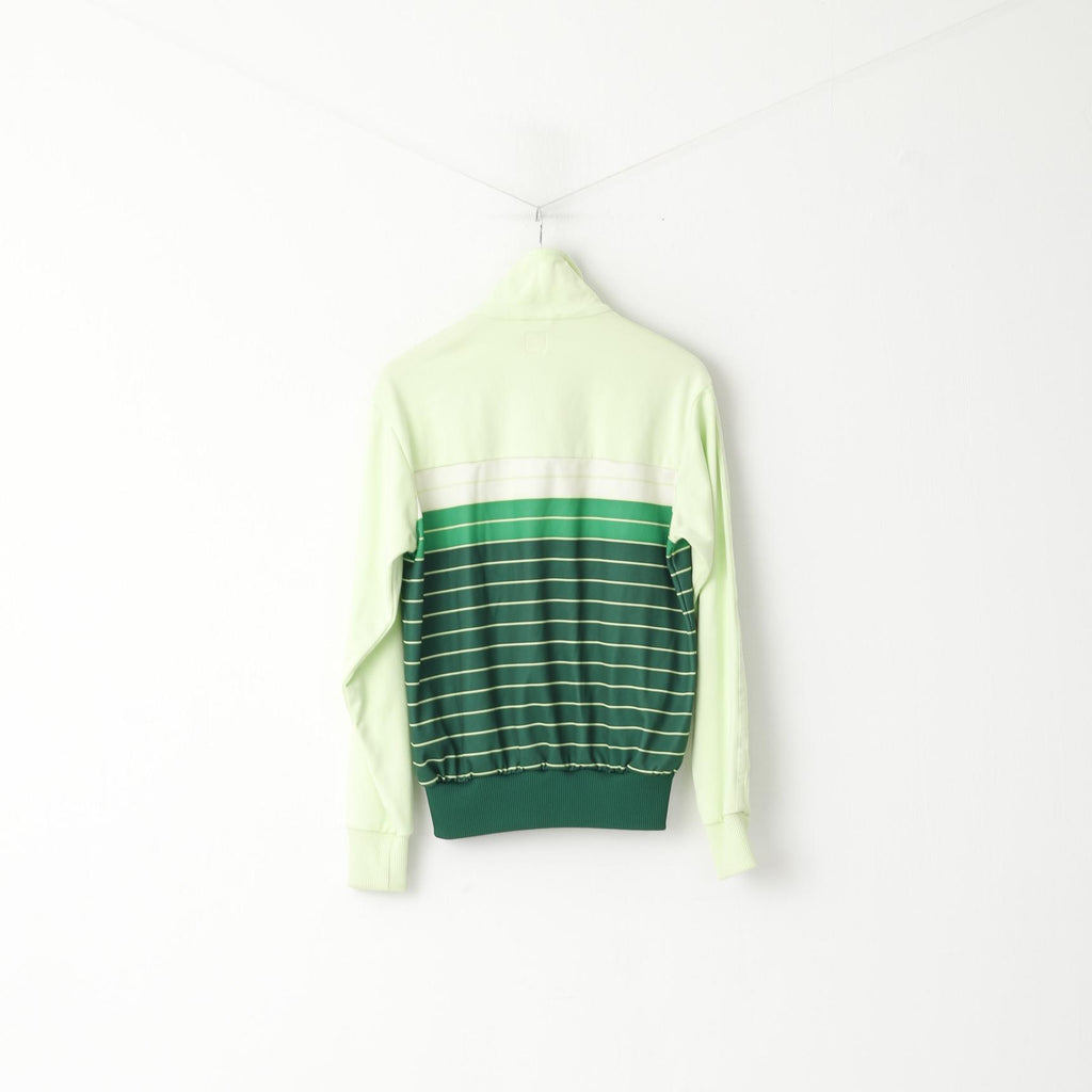 Adidas Men M (S) Sweatshirt Lime Green Shiny Striped Full Zipper Activewear Top